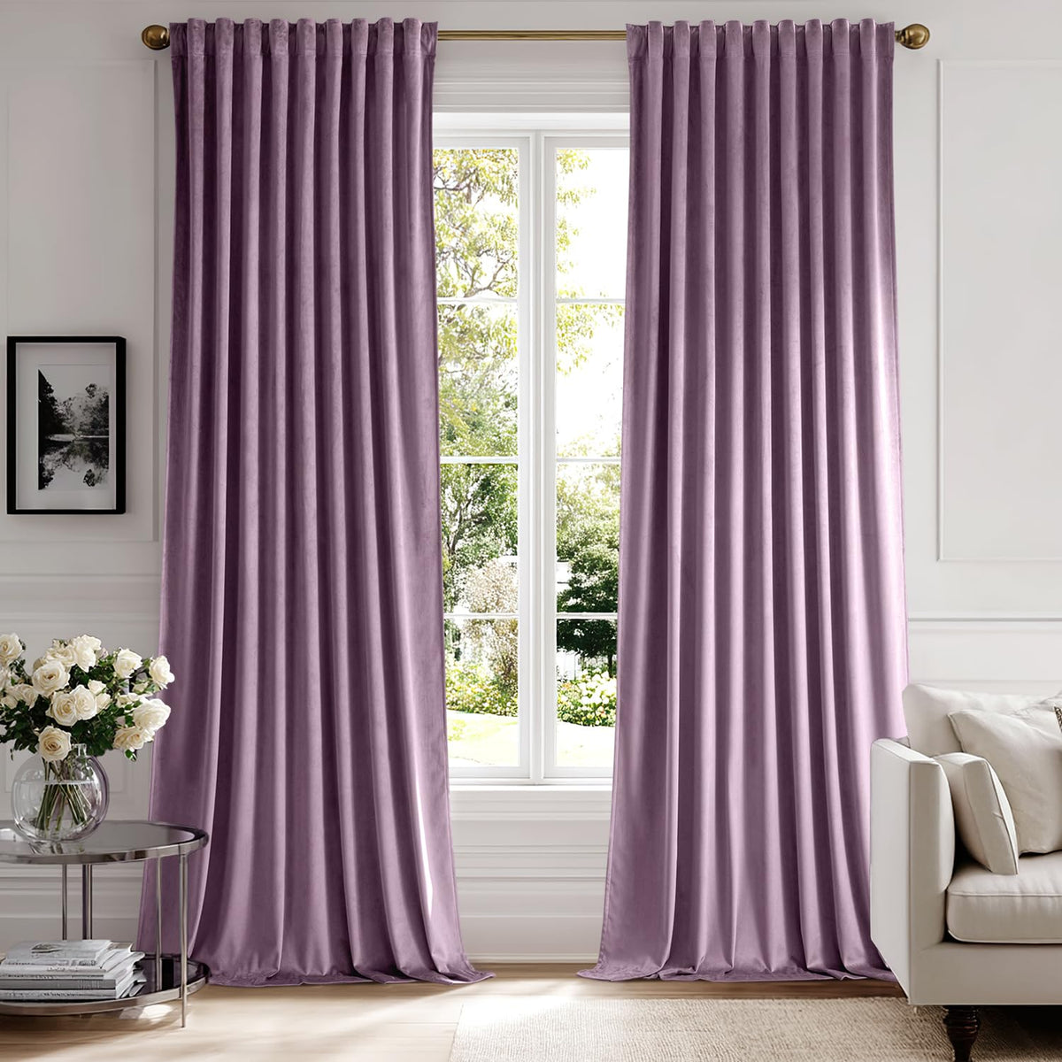 MIULEE Gold Velvet Curtains 52x84 inches Luxury Blackout Curtains