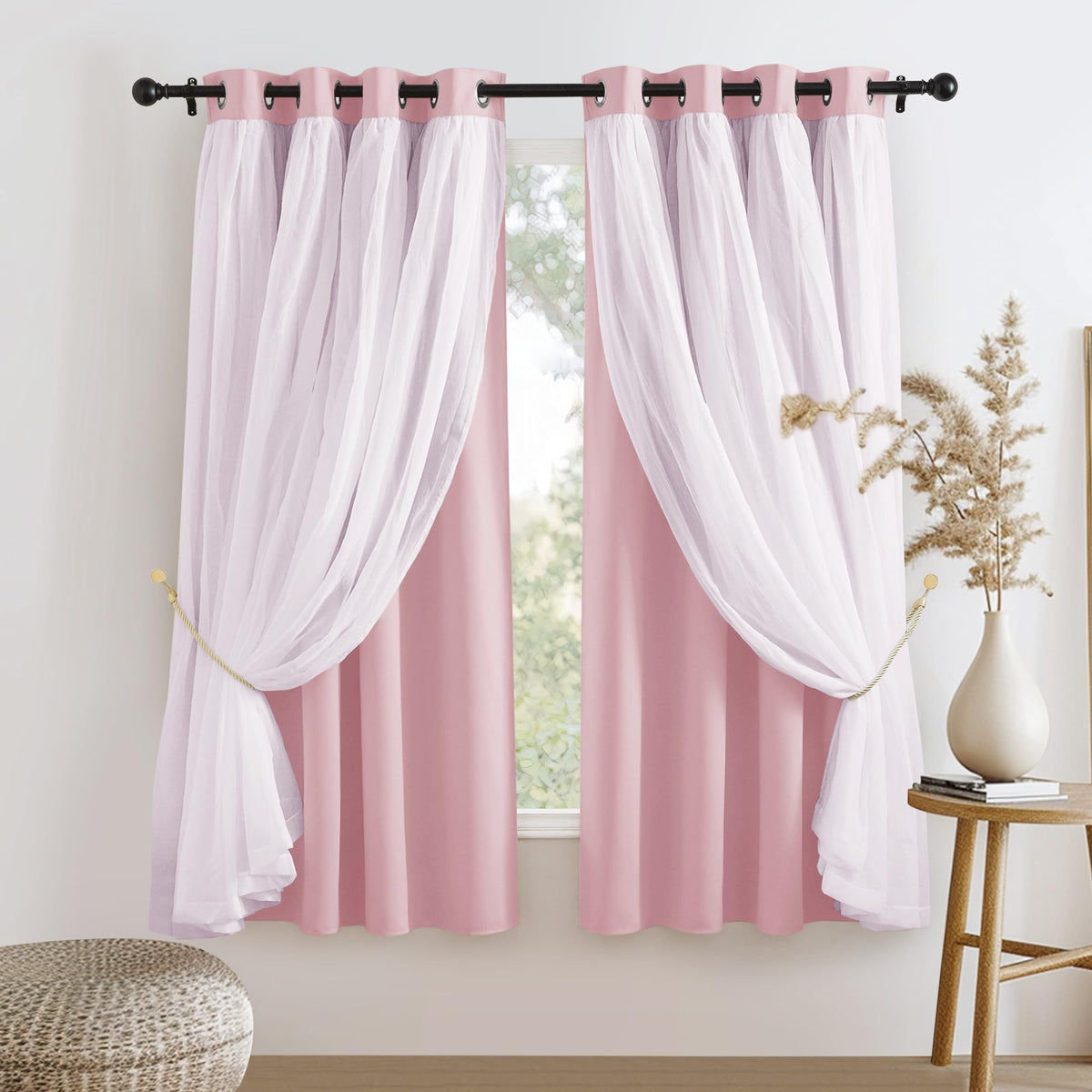 PONY DANCE Black Blackout Curtains for Bedroom, 52 W x 84 L, Set of 2