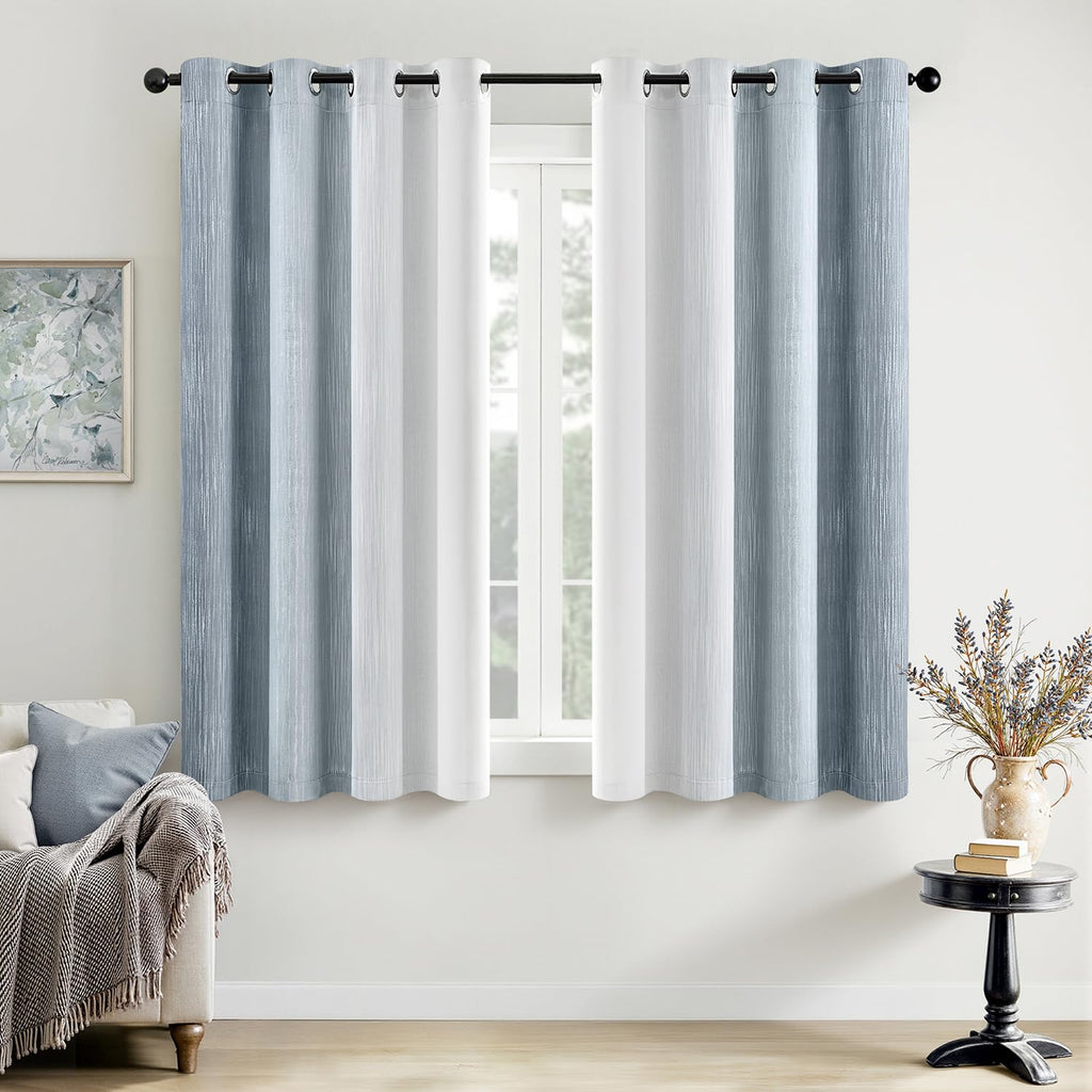 MIULEE Navy Blue and Greyish White Ombre Blackout Curtains 52Wx84L Set of 2