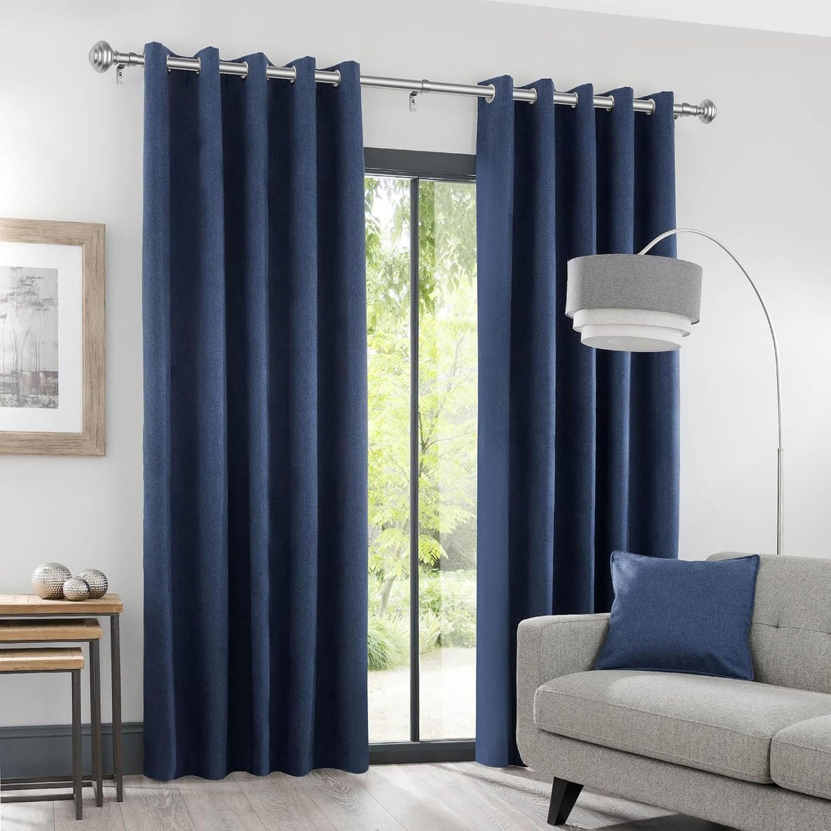KAMANINA Curtain Rods for Windows 48 to 84 Inches Silver Decorative Finials