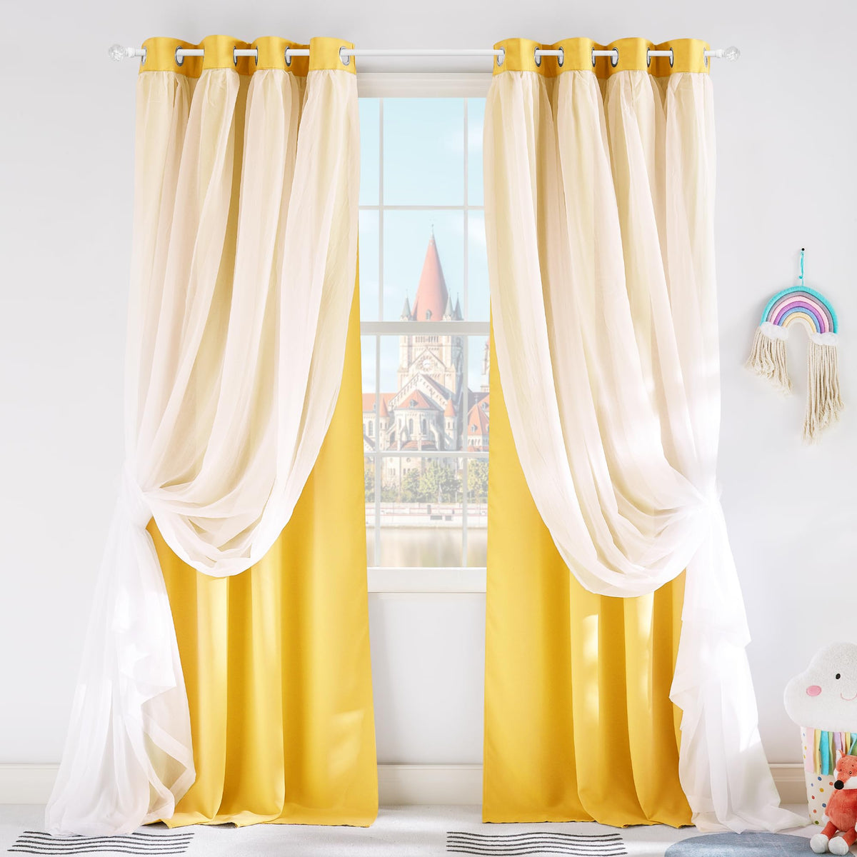 PONY DANCE Black Blackout Curtains for Bedroom, 52 W x 84 L, Set of 2