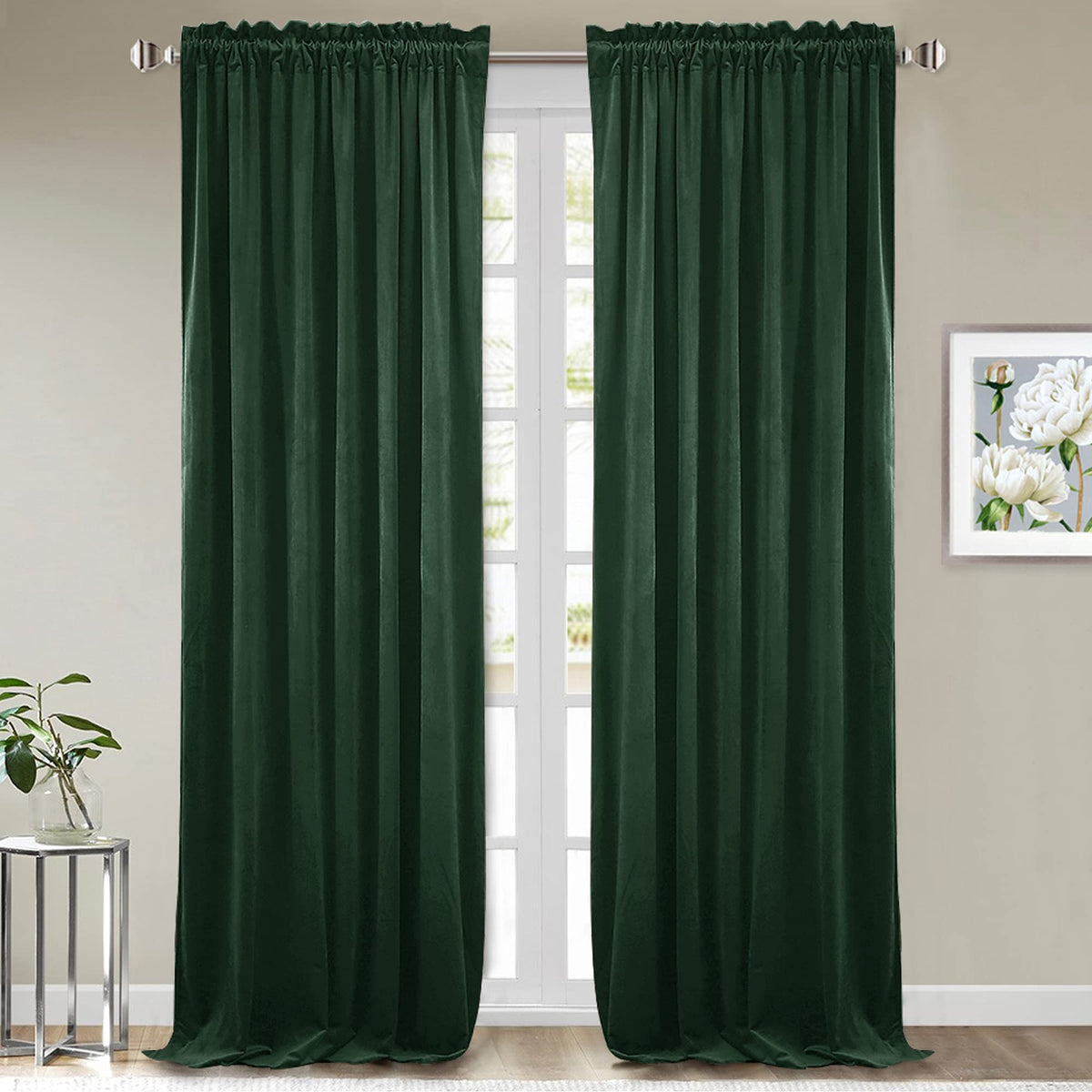 StangH Theater Red Velvet Curtains for Living Room Christmas Decor 2 Panels
