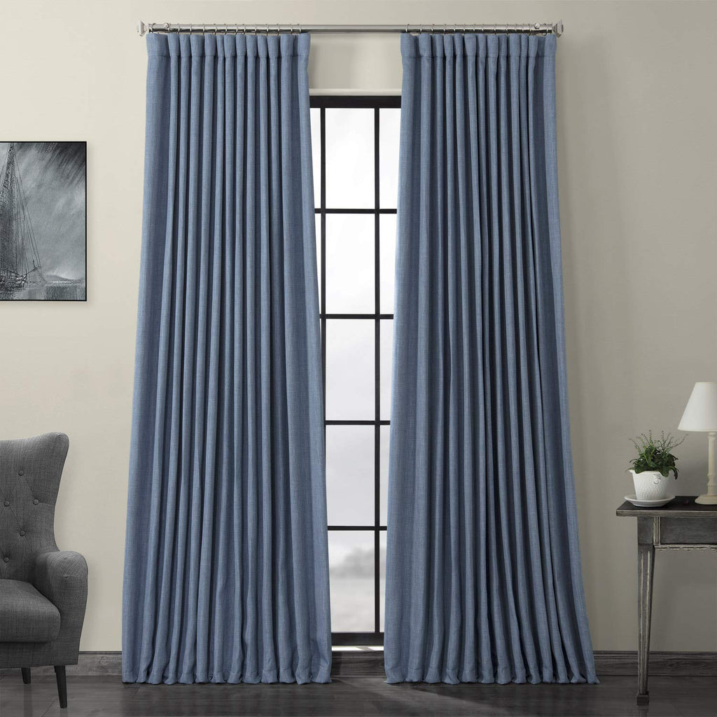 Faux Linen Curtains for Living Room (1 Panel) - 50W X 108L, Birch Taupe