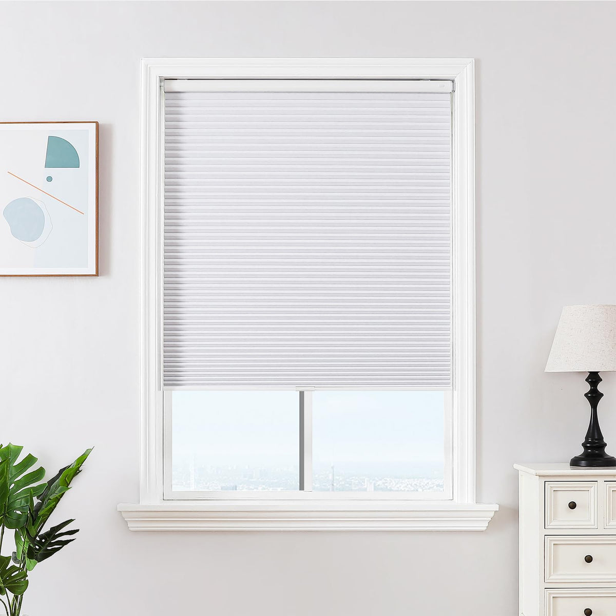 Joydeco No Drill Cordless Blackout Cellular Shades, 35" W x 64" H, Grey