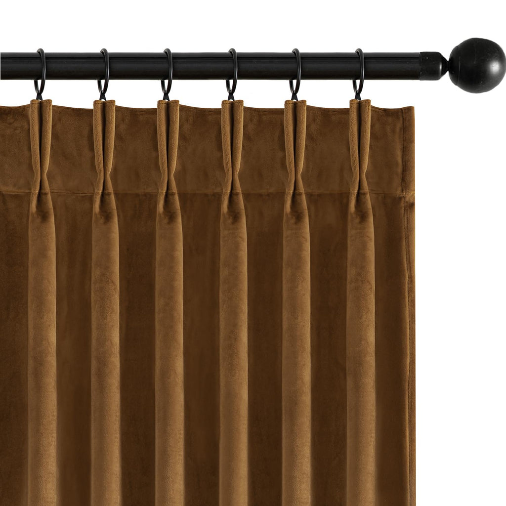 MIULEE Velvet Pinch Pleated Blackout Olive Green Curtains 40x96 Inches