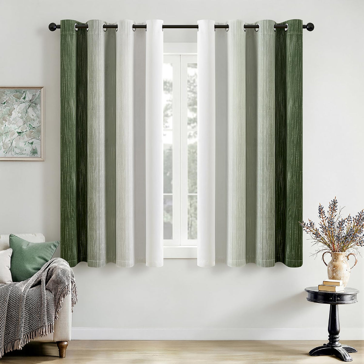 MIULEE Navy Blue and Greyish White Ombre Blackout Curtains 52Wx84L Set of 2