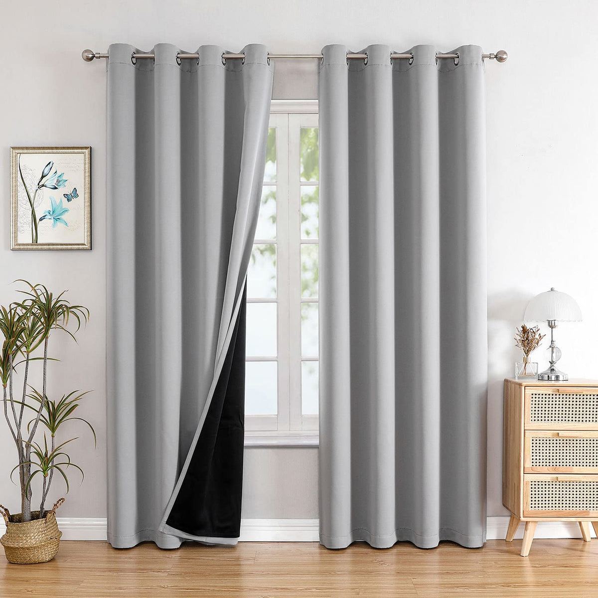 ChrisDowa 100% Blackout Curtains for Bedroom 63 Inches Long 2 Panels Set