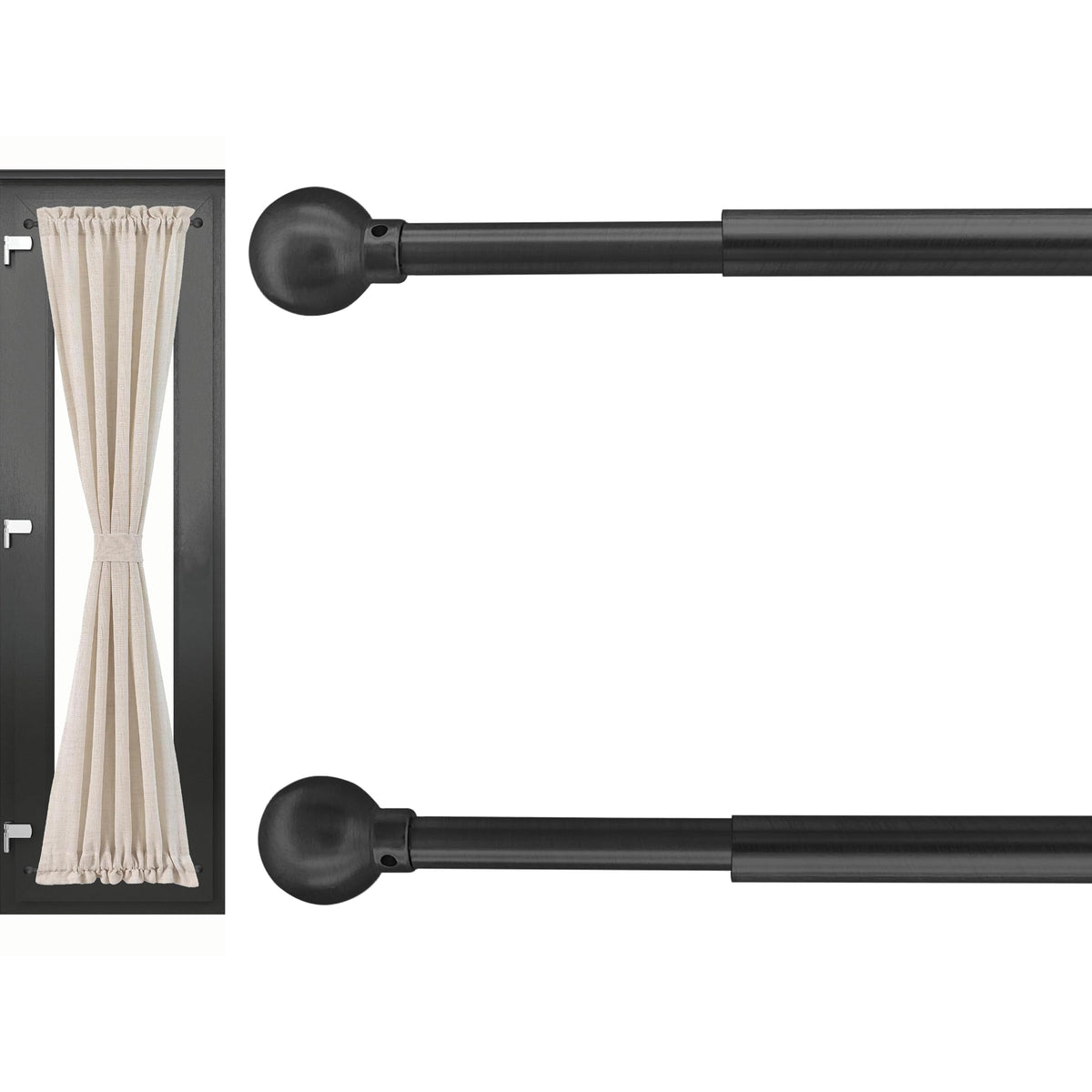 ARNORX 3/8" French Door Curtain Rod, 16-28" Adjustable, Brass Brushed