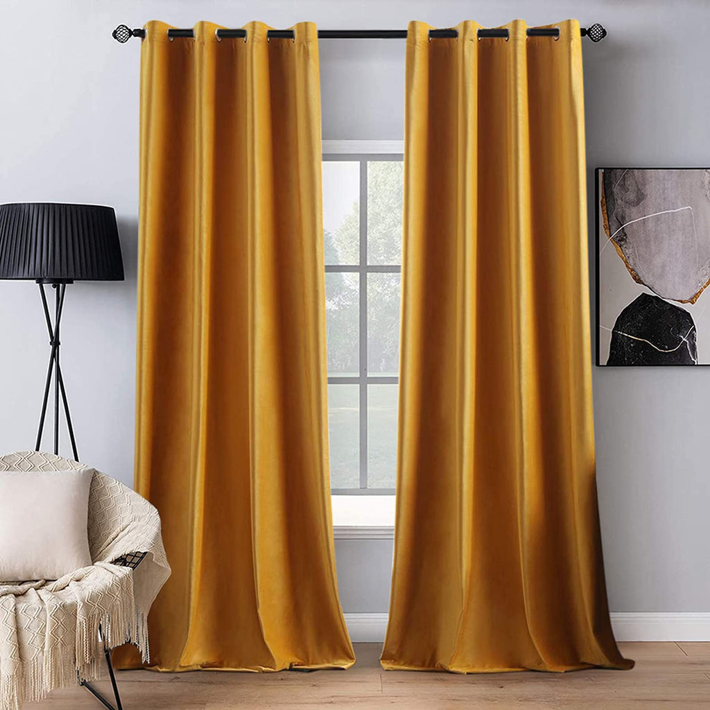 MIULEE Velvet Blackout Curtains Olive Green 52 x 96 Inch Length 2 Panels