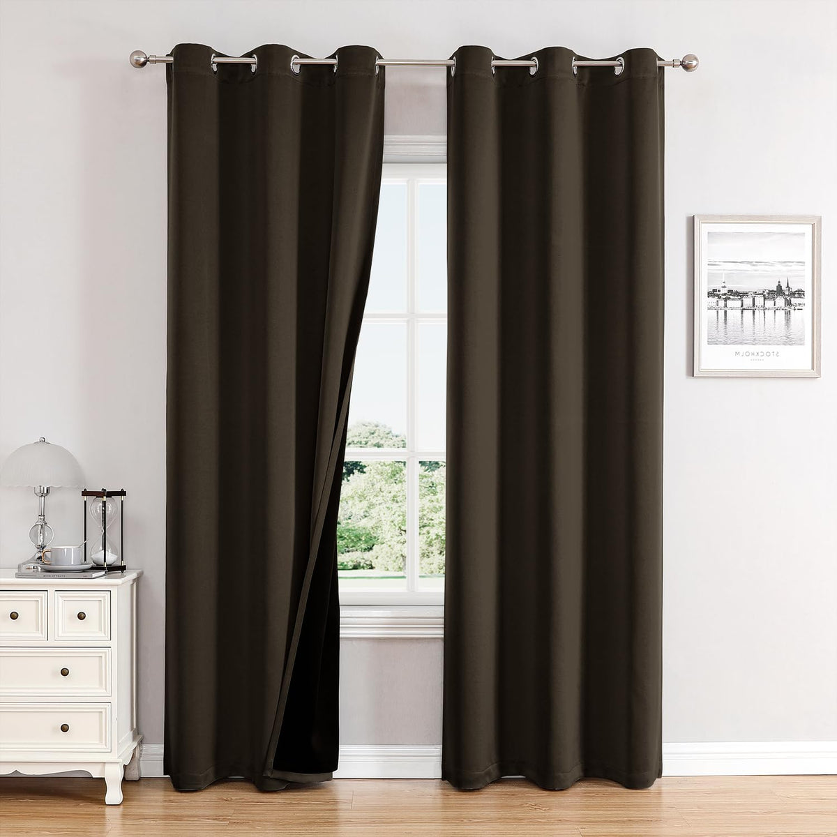 ChrisDowa 100% Blackout Curtains for Bedroom 63 Inches Long 2 Panels Set