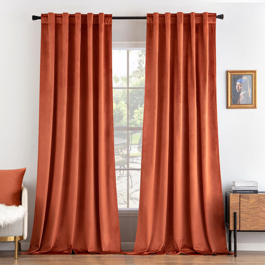 MIULEE Gold Velvet Curtains 52x84 inches Luxury Blackout Curtains