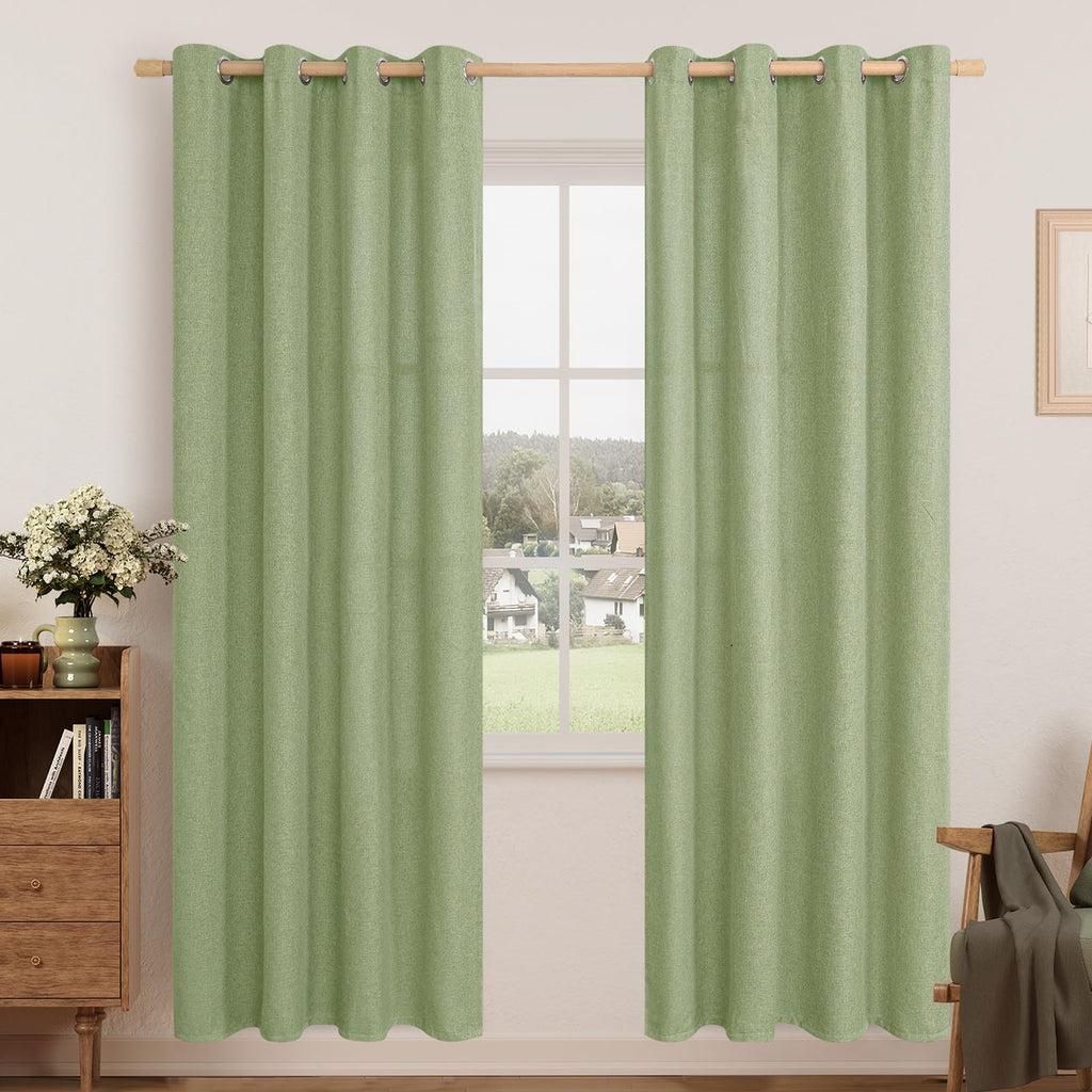 LAMIT 90 Inch Long Oatmeal Linen Curtains for Living Room 2 Panels