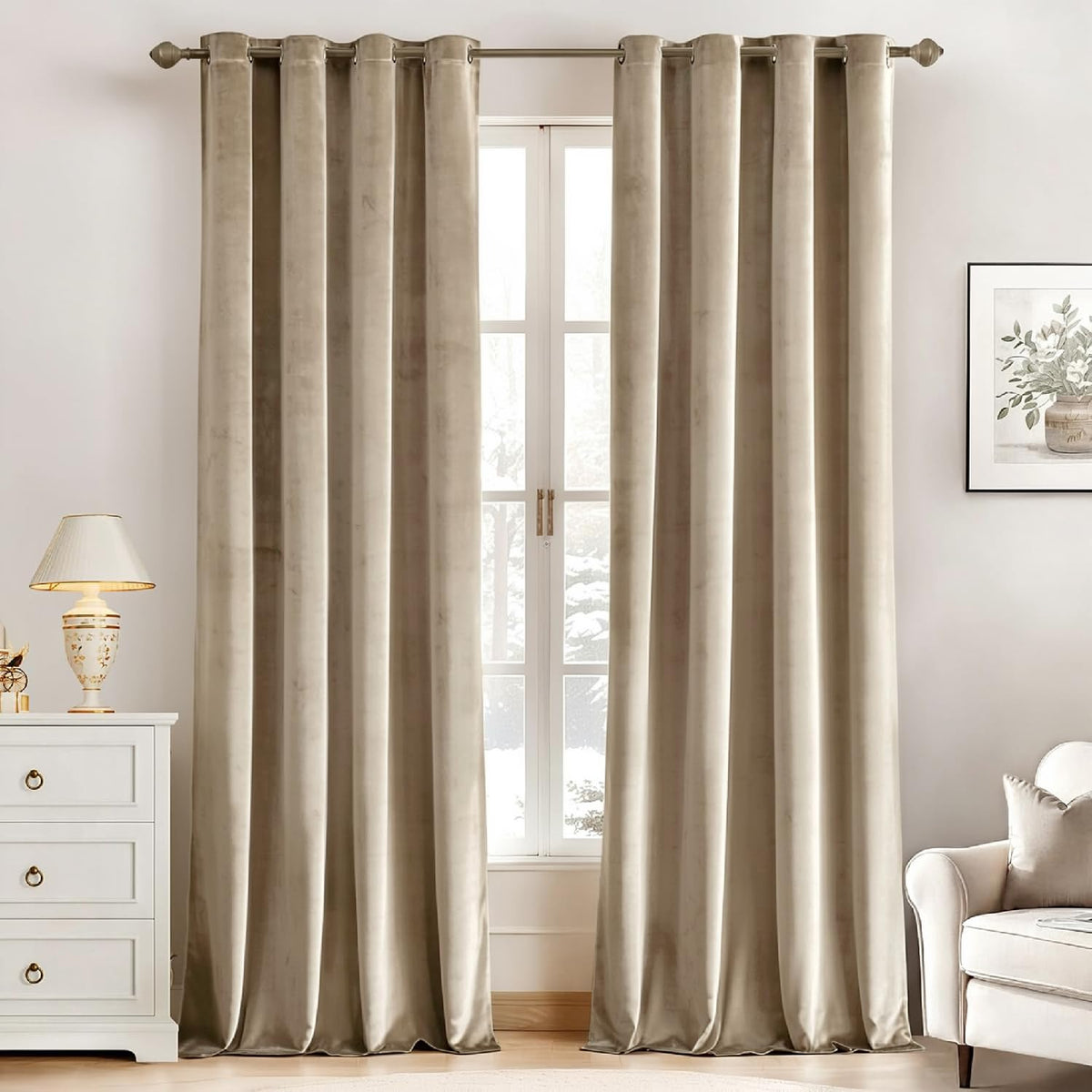 MIULEE Velvet Blackout Curtains Olive Green 52 x 96 Inch Length 2 Panels