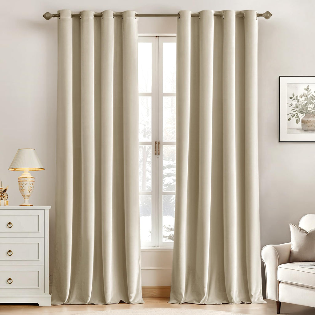 MIULEE Velvet Blackout Curtains Olive Green 52 x 96 Inch Length 2 Panels