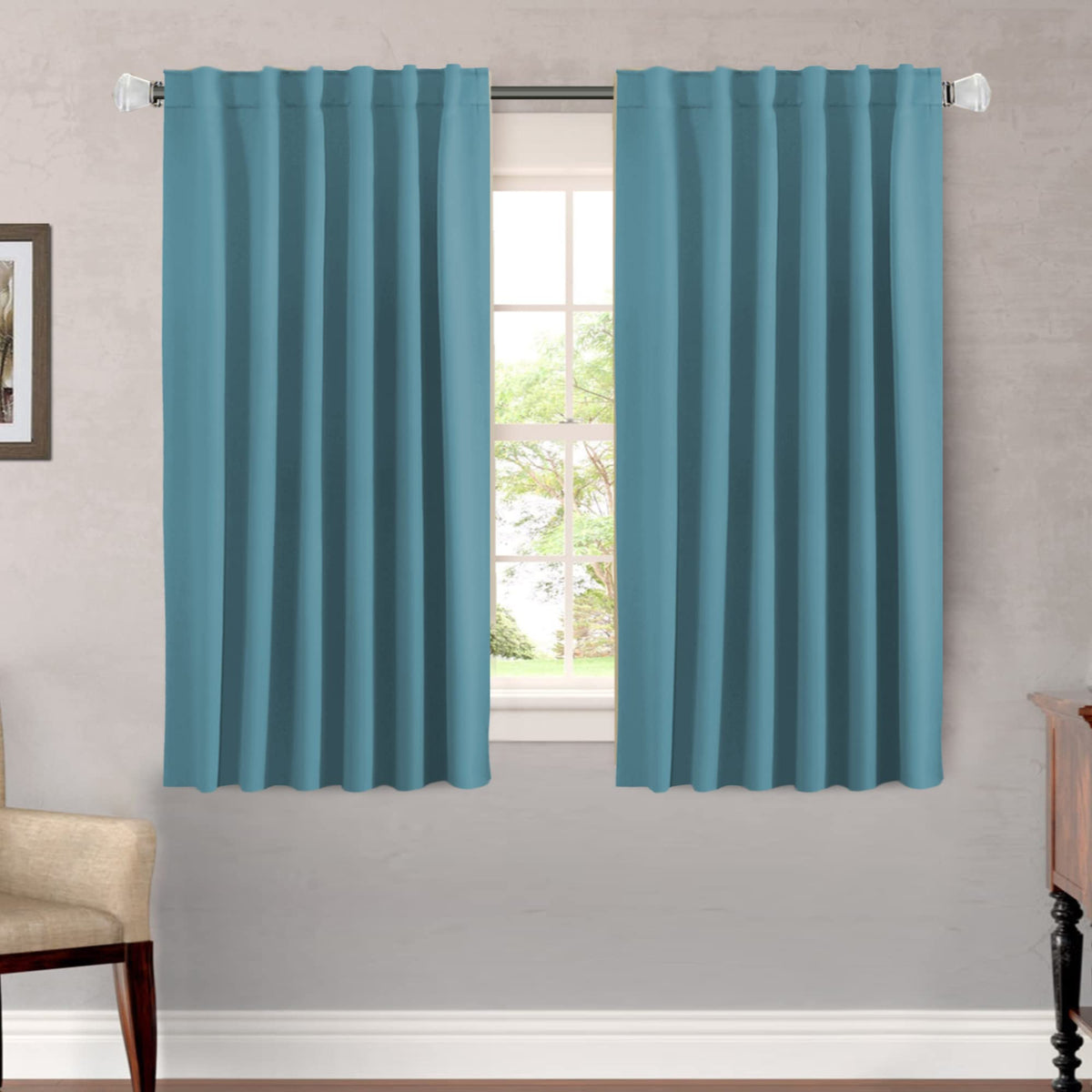 H.VERSAILTEX Blackout Curtains Thermal Insulated Window Treatment Panels Room Darkening Blackout Drapes for Living Room Back Tab/Rod Pocket Bedroom Draperies, 52 x 84 Inch, Light Sage, 2 Panels