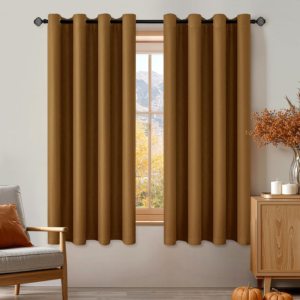MIULEE Olive Blackout Bedroom Curtains Drapes 84 Inch Long 52"x84"