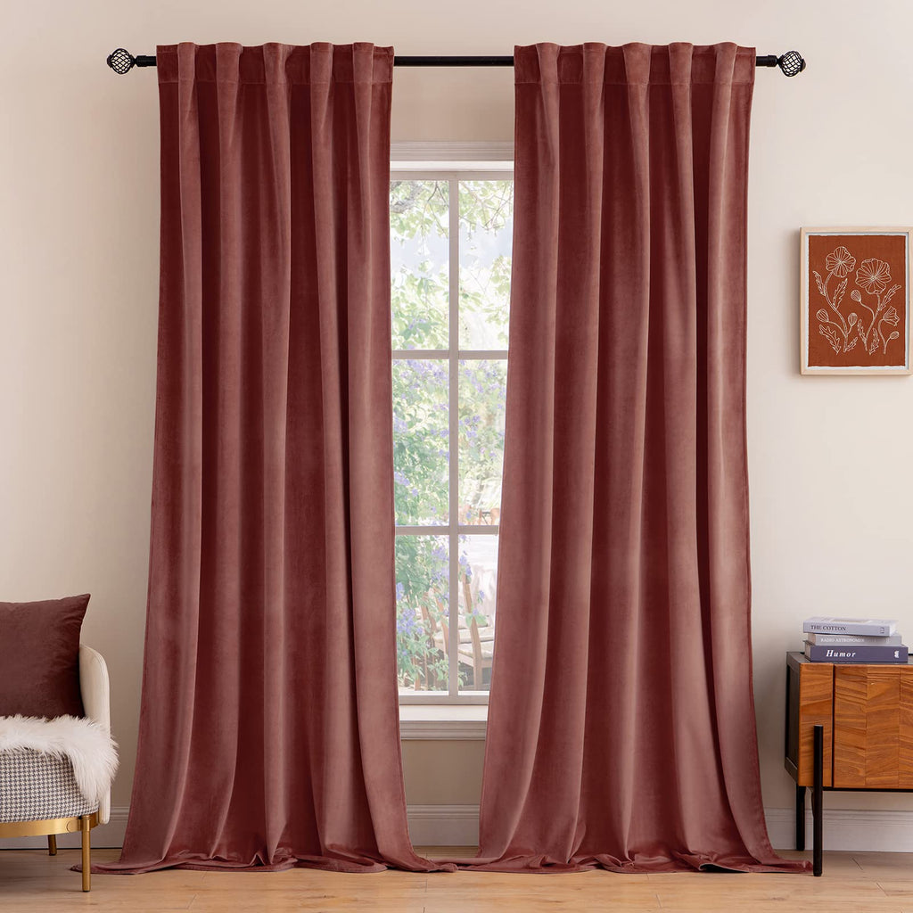 MIULEE Gold Velvet Curtains 52x84 inches Luxury Blackout Curtains