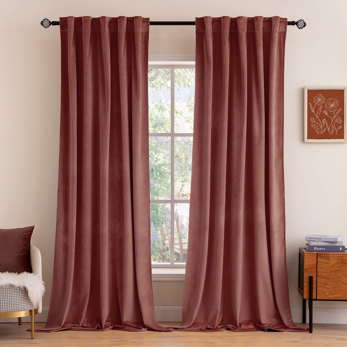 MIULEE Gold Velvet Curtains 52x84 inches Luxury Blackout Curtains