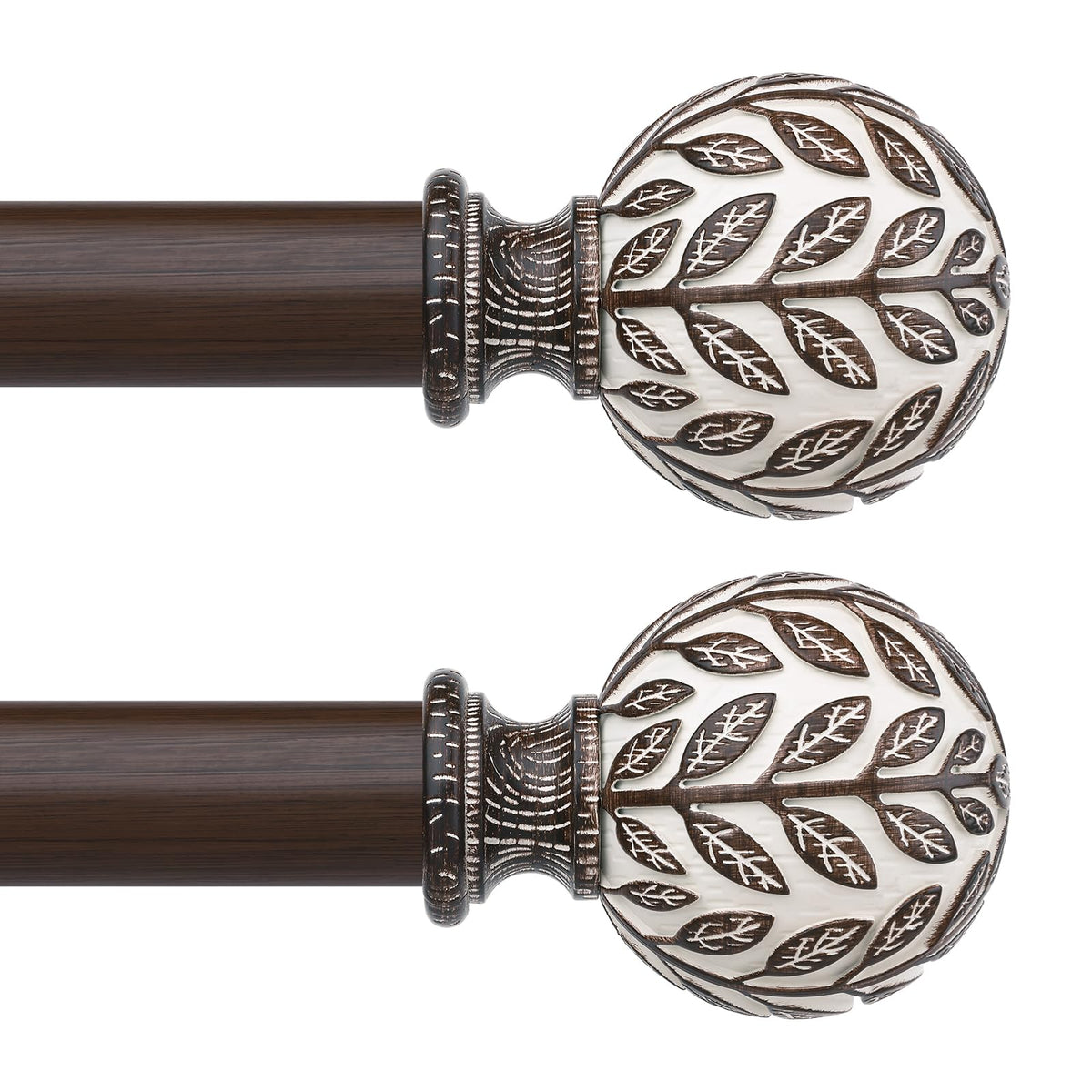 Curtain Rod 36-122 Inch, Boho Wood 1 Inch Curtain Rods for Windows