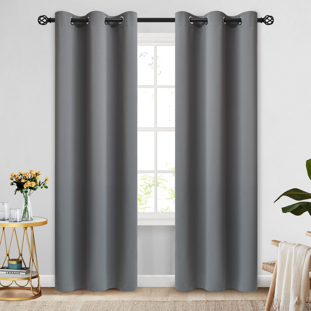 COSVIYA Grommet Blackout Room Darkening Navy Blue Curtains 84 inch Length