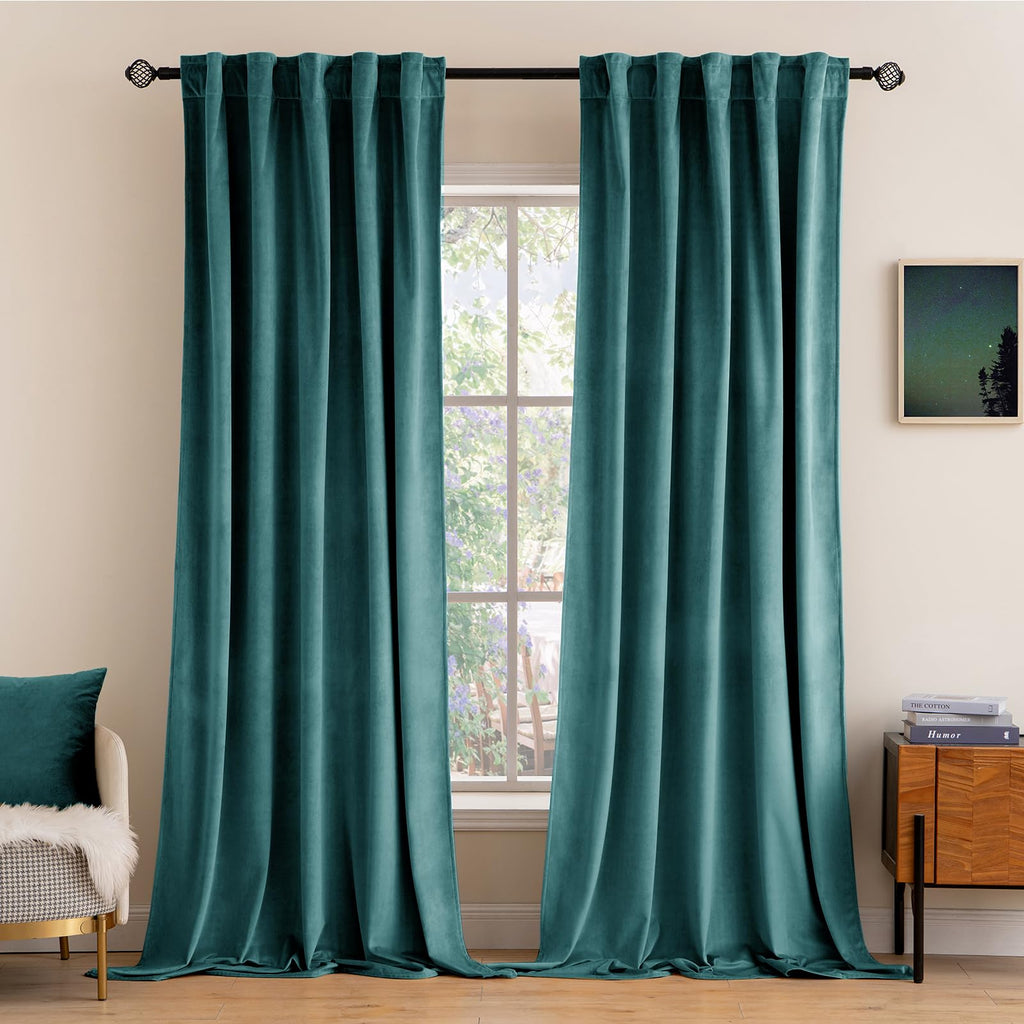 MIULEE Gold Velvet Curtains 52x84 inches Luxury Blackout Curtains