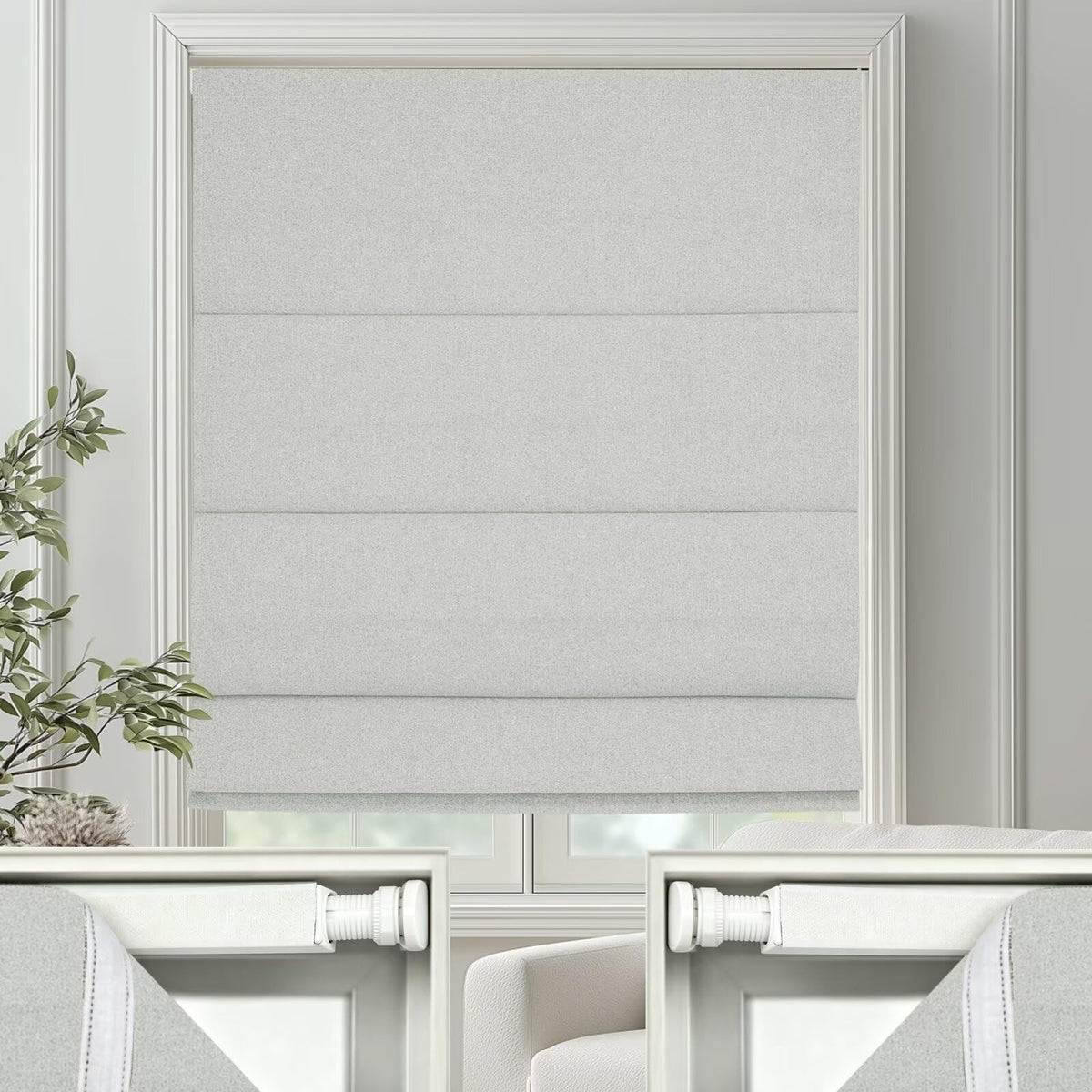 Changshade No Drill Roman Shades Cordless Blinds Blackout for Indoor Windows, Room Darkening Black Out Tension Rod No Hardware No Tools Inside Mount, Shade Size 27 Inches Wide 64 Inches High, Beige