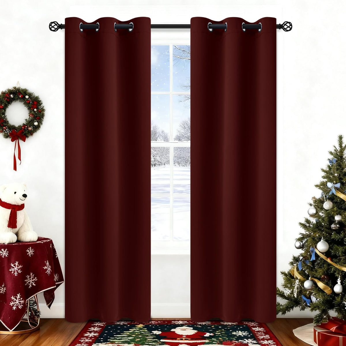 COSVIYA Grommet Blackout Room Darkening Navy Blue Curtains 84 inch Length