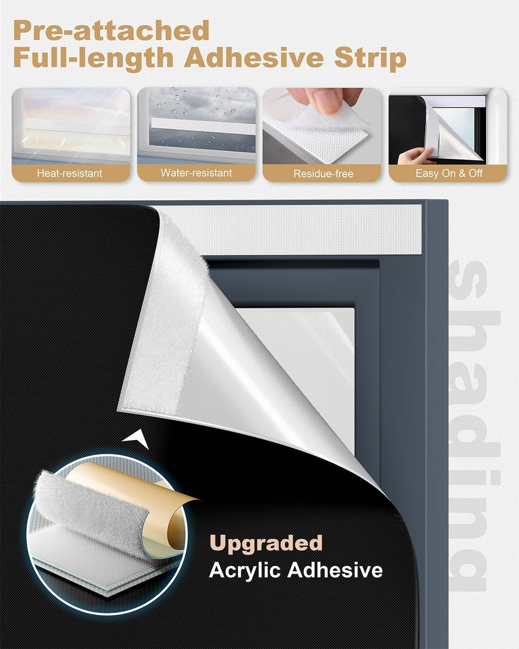 100% Blackout Roller Shades, Cordless No Tools No Drill Blinds for Indoor Windows, Thermal Insulation UV Protection, Easy Install Blackout Curtains with Rod & Buckles(24" W*84" H)
