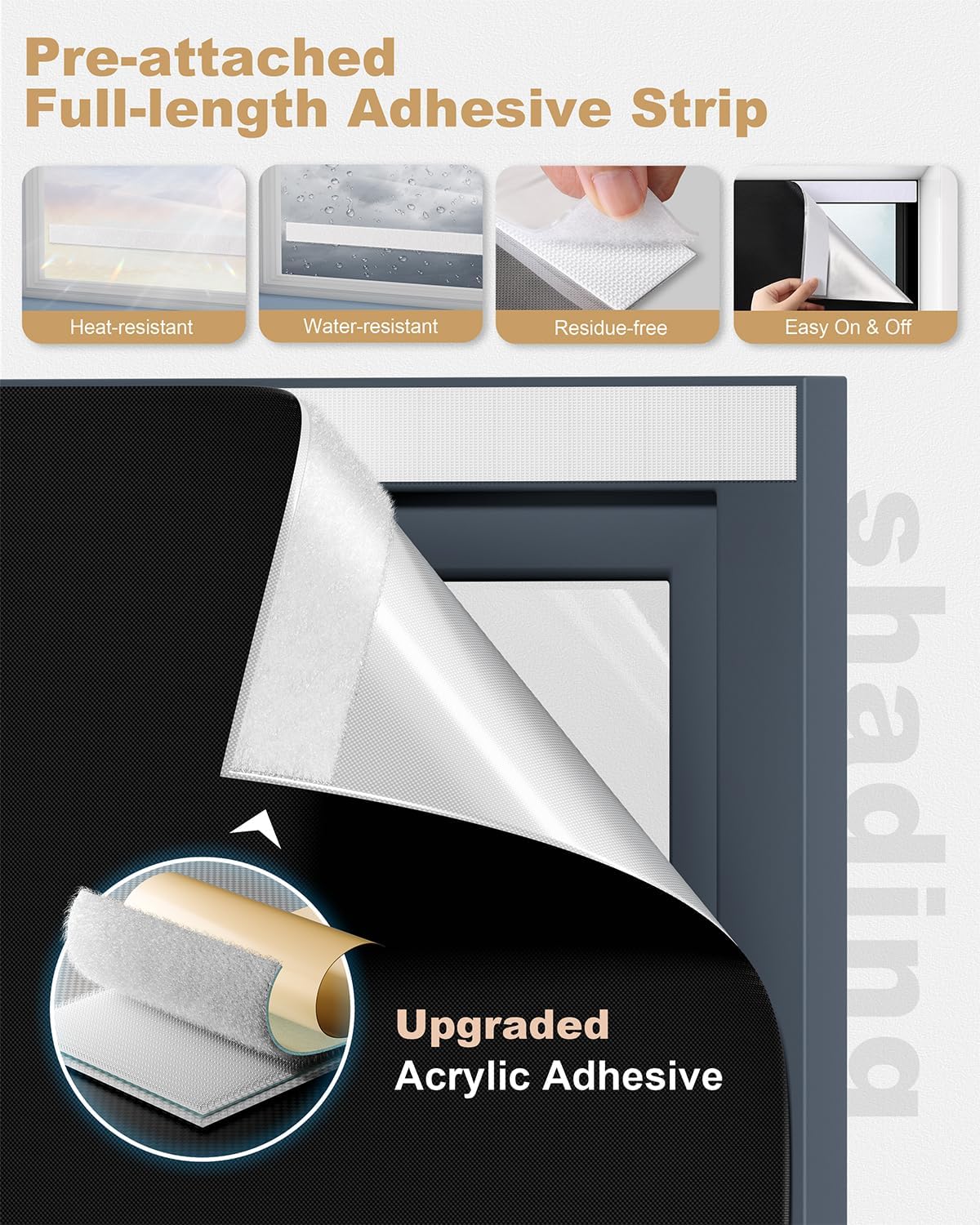 100% Blackout Roller Shades, Cordless No Tools No Drill Blinds for Indoor Windows, Thermal Insulation UV Protection, Easy Install Blackout Curtains with Rod & Buckles(24" W*84" H)
