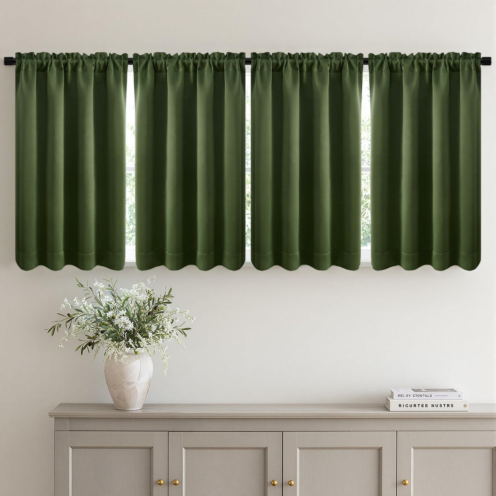MIULEE Sage Green Blackout Curtains 63 Inch Length for Bedroom 4 Panels