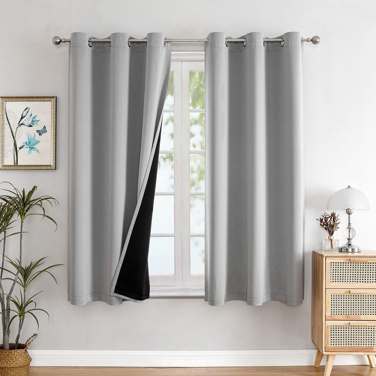 ChrisDowa 100% Blackout Curtains for Bedroom 63 Inches Long 2 Panels Set