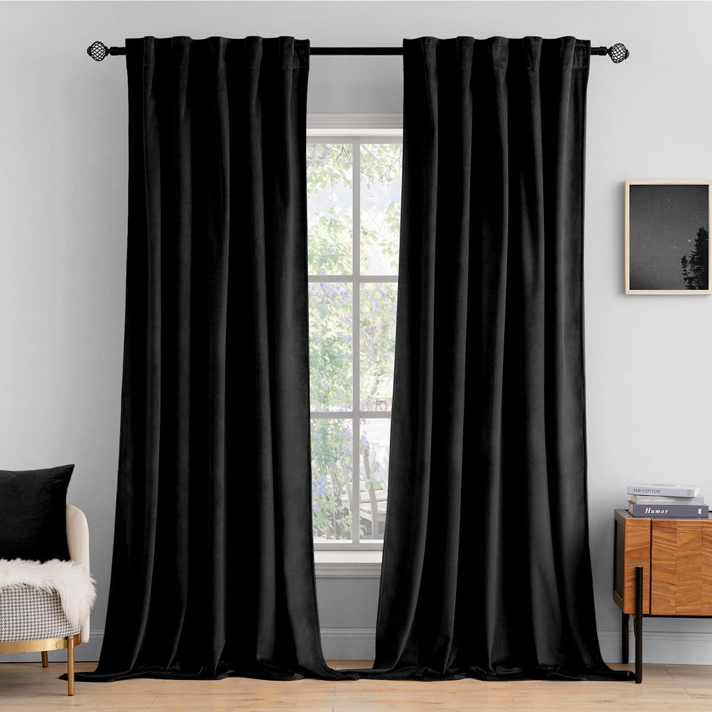 MIULEE Gold Velvet Curtains 52x84 inches Luxury Blackout Curtains