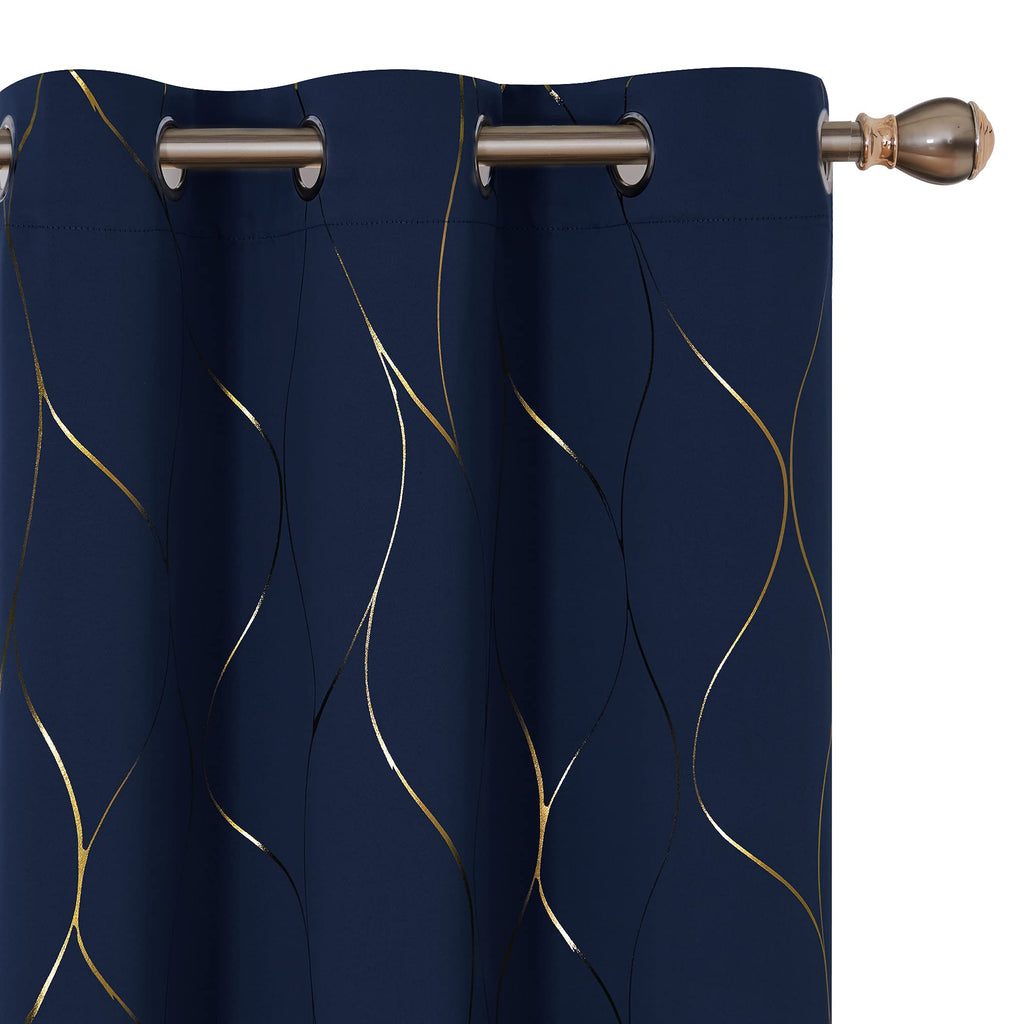 Deconovo Curtains for Living Room, Pattern Blackout Curtains 84 Inches Long