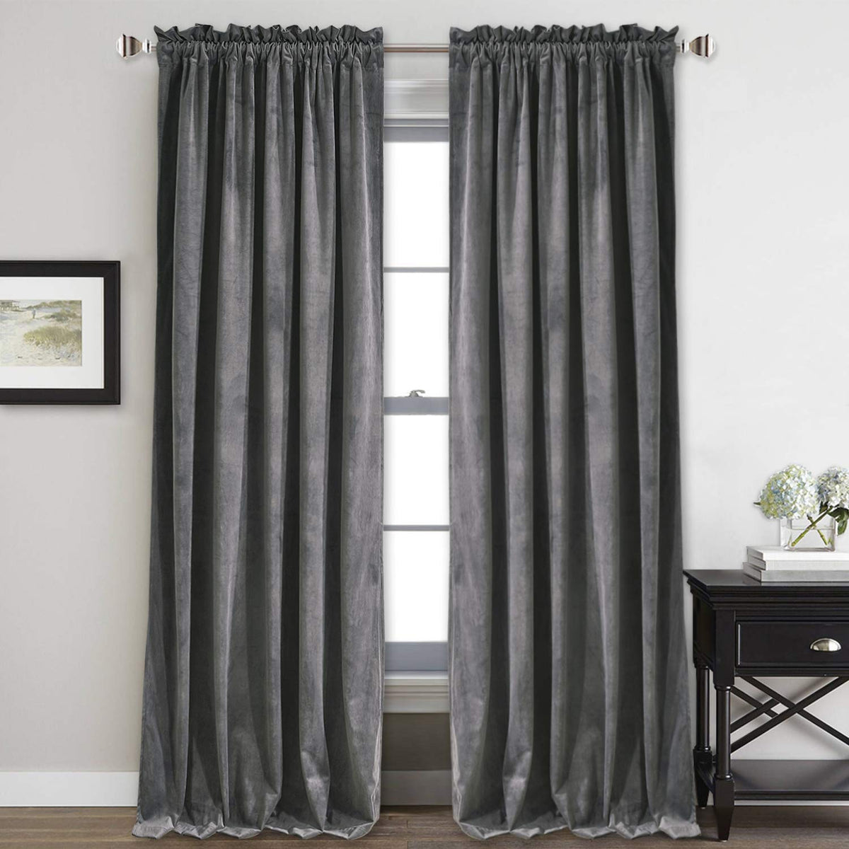 StangH Theater Red Velvet Curtains for Living Room Christmas Decor 2 Panels