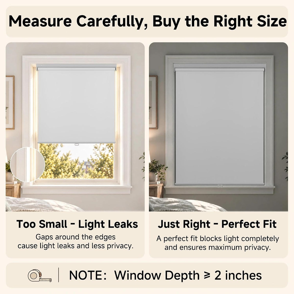 HESTIA No Drill Cordless Blackout Roller Shades Screwless Waterproof Shower Window Blinds, Auto-Retraction Easy Install Blind for Bathroom/Kitchen/Office/Exterior, White, 21" W x 54" H