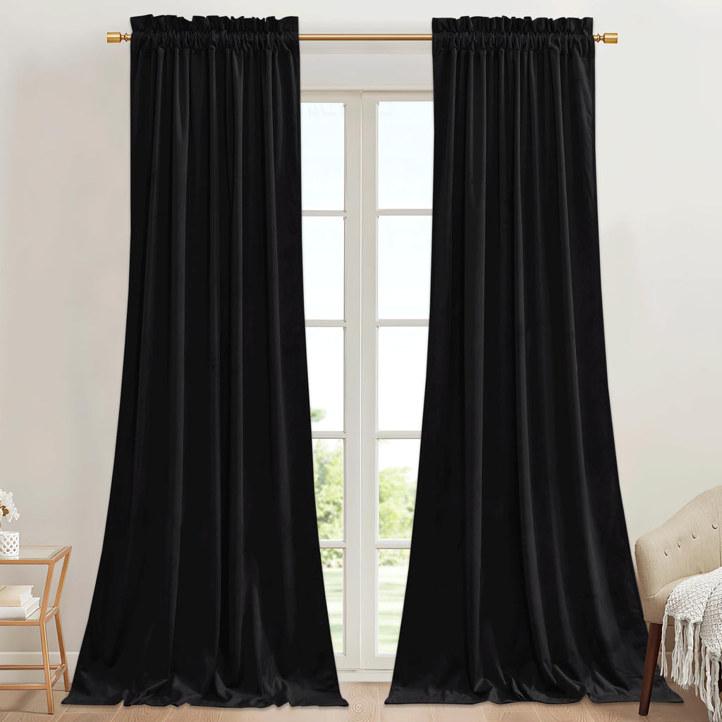 StangH Theater Red Velvet Curtains for Living Room Christmas Decor 2 Panels