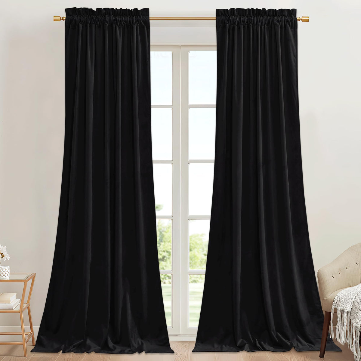 StangH Theater Red Velvet Curtains for Living Room Christmas Decor 2 Panels