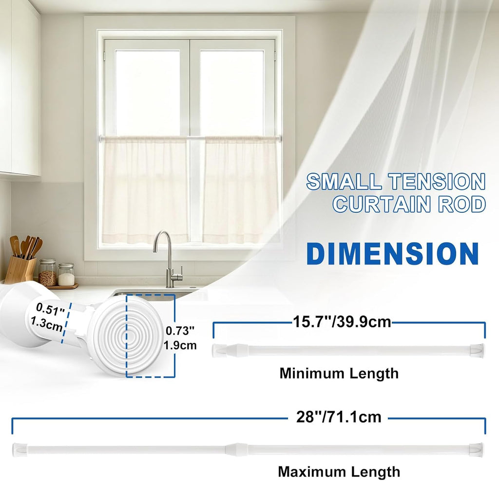 2 Pack Small Tension Curtain Rod, Short Adjustable Extendable