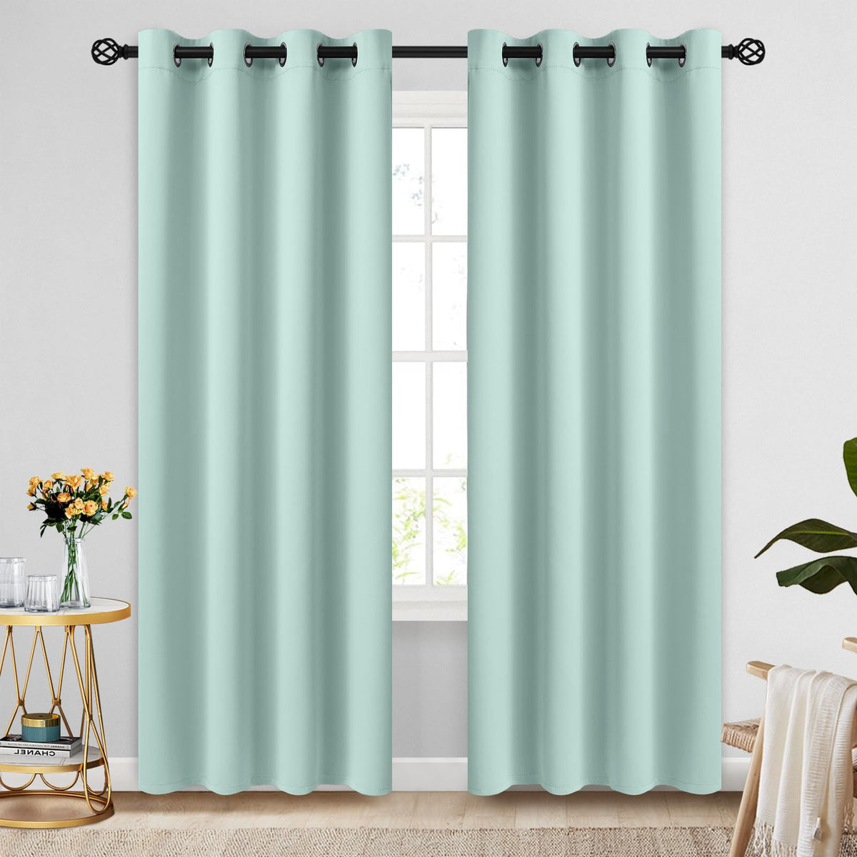 COSVIYA Grommet Blackout Room Darkening Navy Blue Curtains 84 inch Length