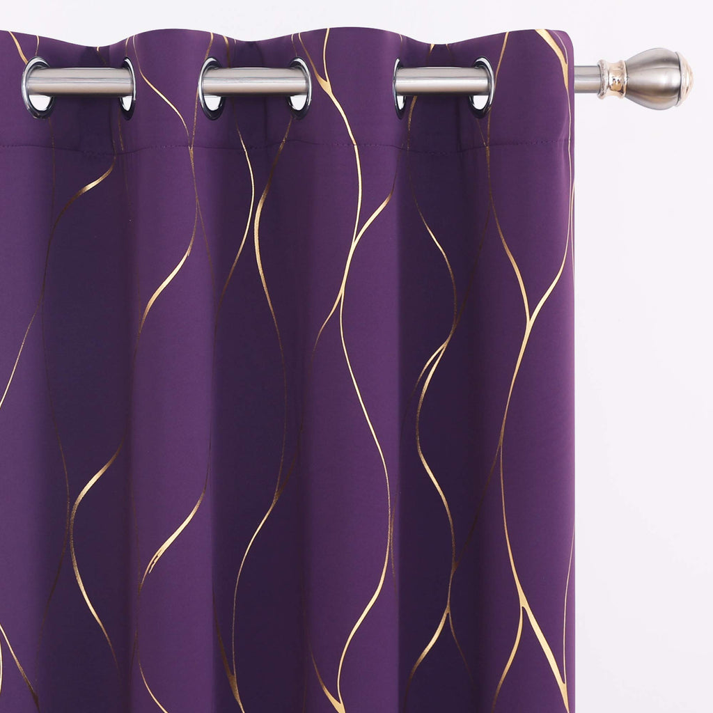 Deconovo Curtains for Living Room, Pattern Blackout Curtains 84 Inches Long