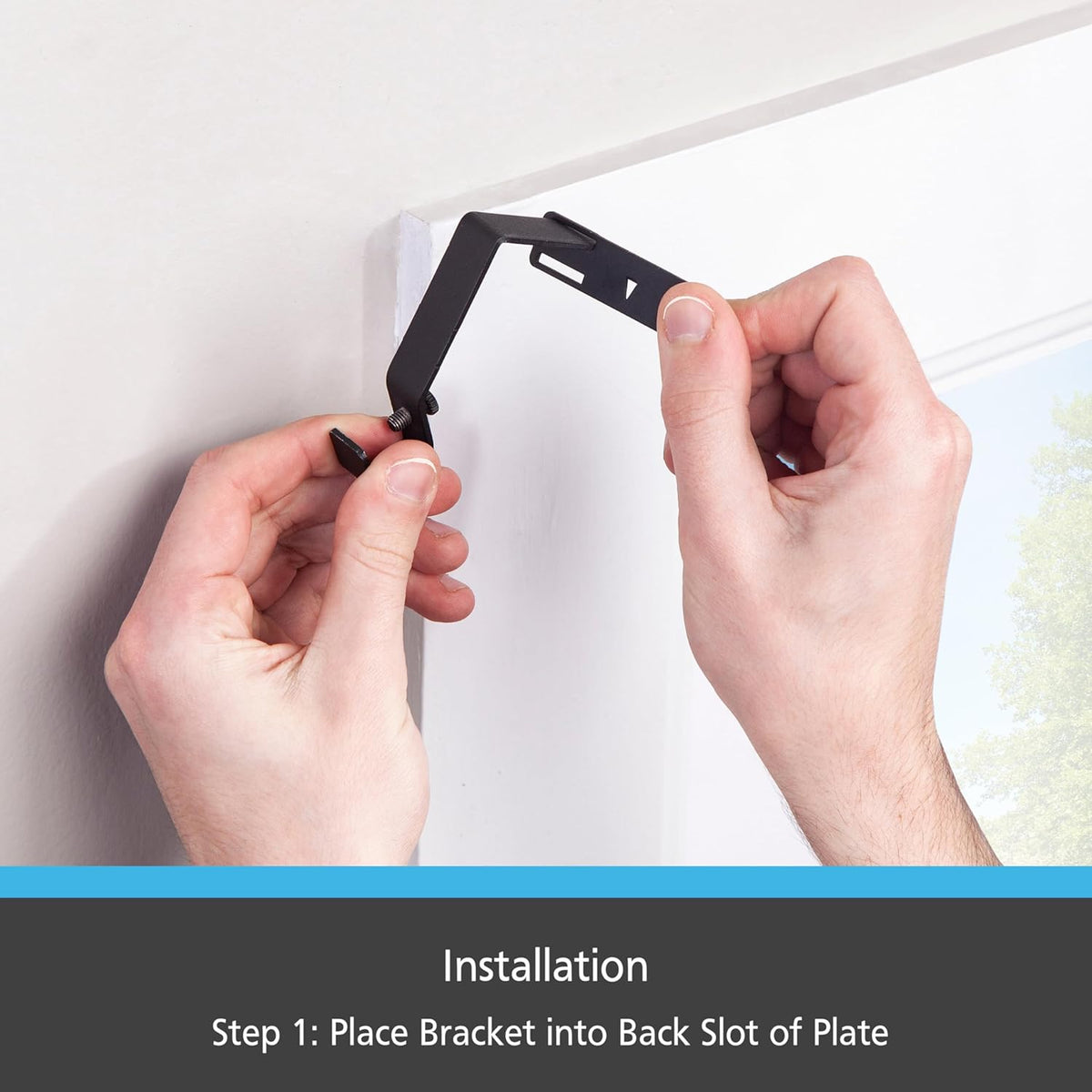 Kenney Fast Fit 5/8" No Measure Curtain Rod Brackets, Matte Black