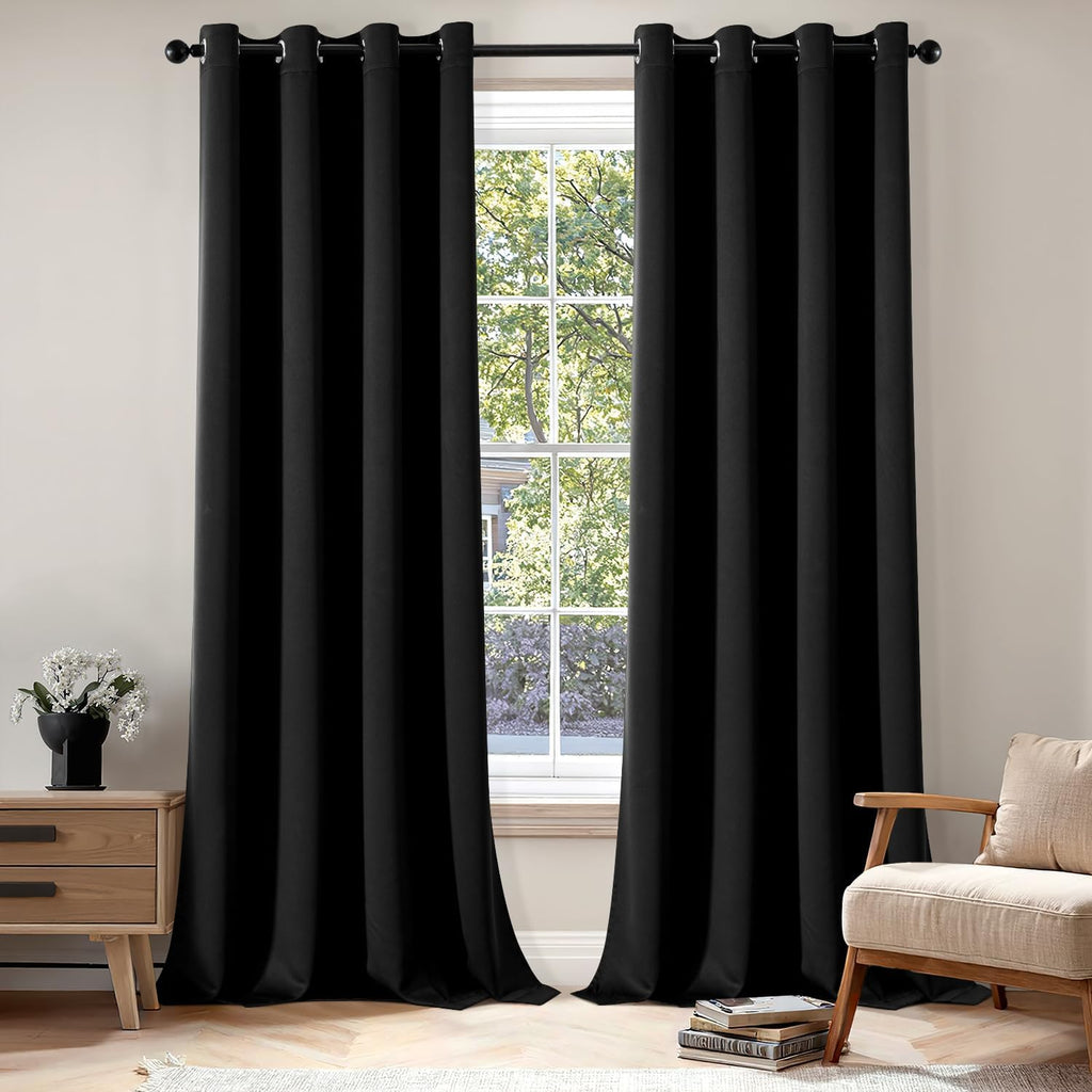 MIULEE Olive Blackout Bedroom Curtains Drapes 84 Inch Long 52"x84"