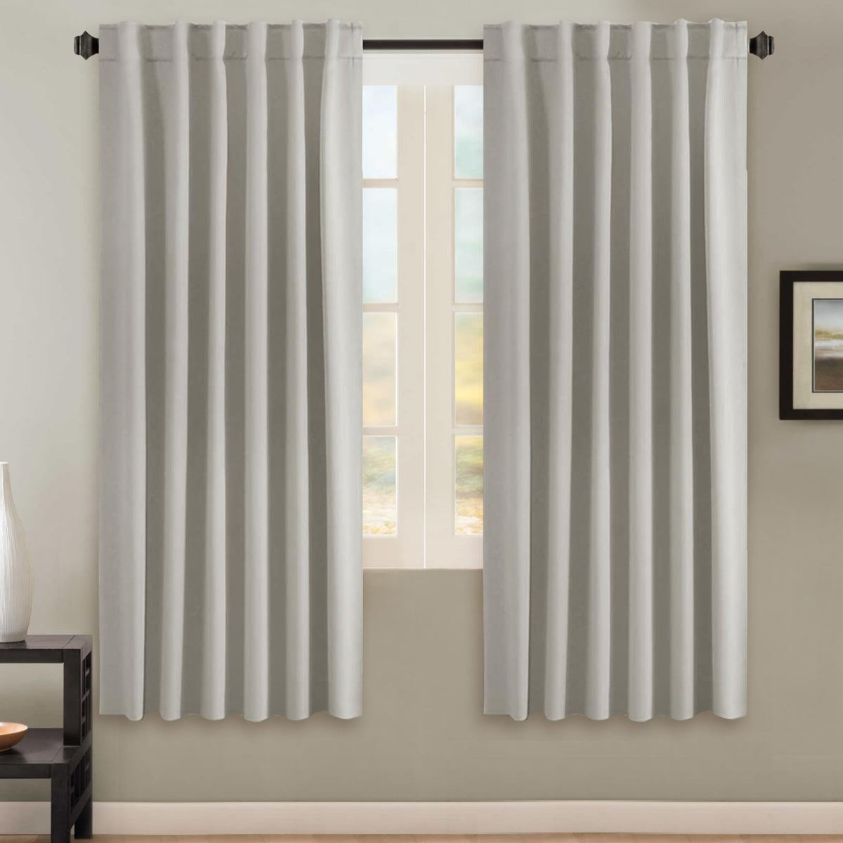 H.VERSAILTEX Blackout Curtains Thermal Insulated Window Treatment Panels Room Darkening Blackout Drapes for Living Room Back Tab/Rod Pocket Bedroom Draperies, 52 x 84 Inch, Light Sage, 2 Panels