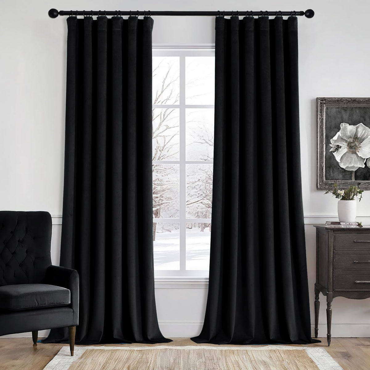 MIULEE Gold Velvet Curtains 52x84 inches Luxury Blackout Curtains