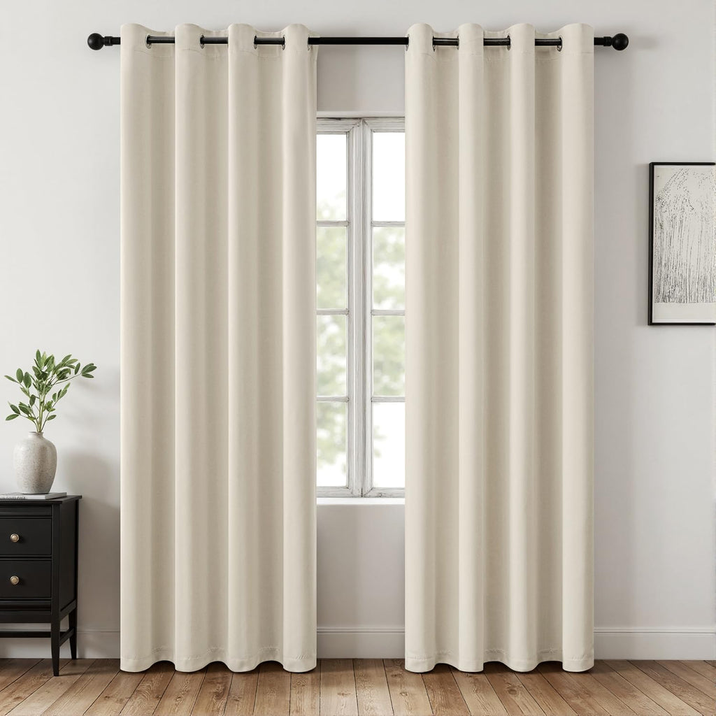 MIULEE Olive Blackout Bedroom Curtains Drapes 84 Inch Long 52"x84"