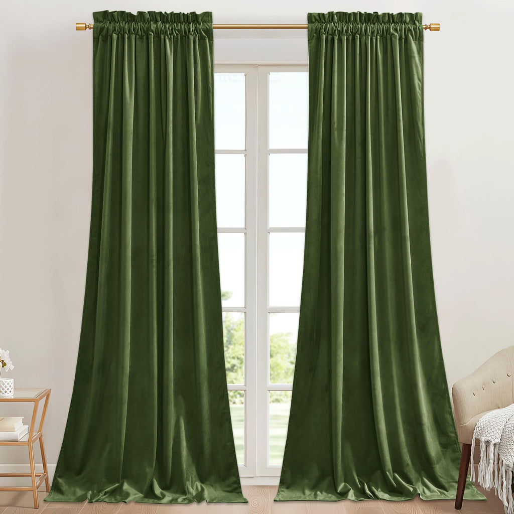 StangH Theater Red Velvet Curtains for Living Room Christmas Decor 2 Panels
