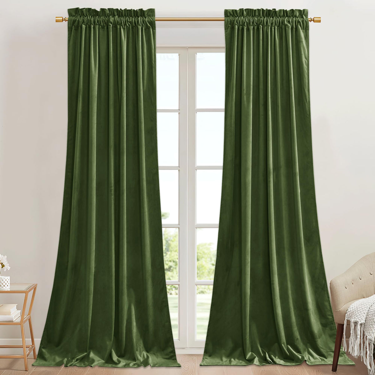 StangH Theater Red Velvet Curtains for Living Room Christmas Decor 2 Panels