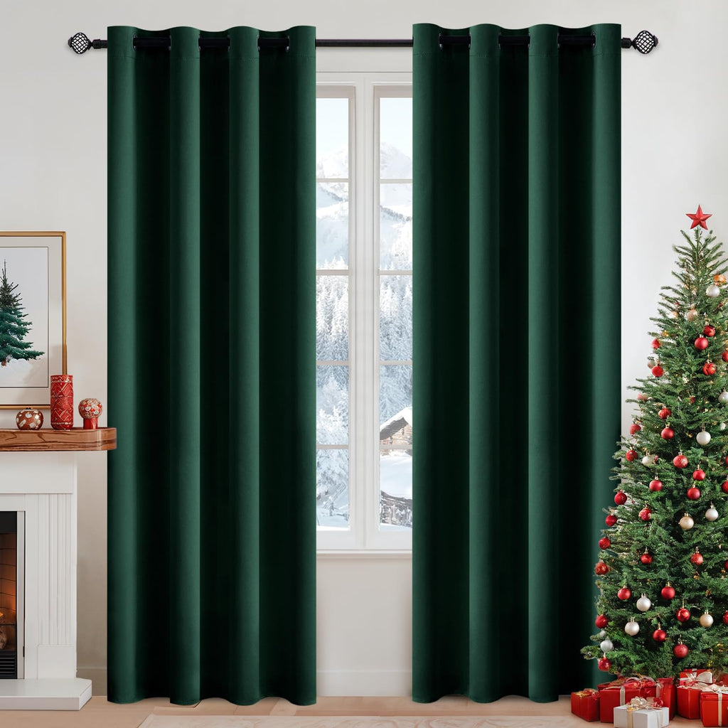 MIULEE Olive Blackout Bedroom Curtains Drapes 84 Inch Long 52"x84"