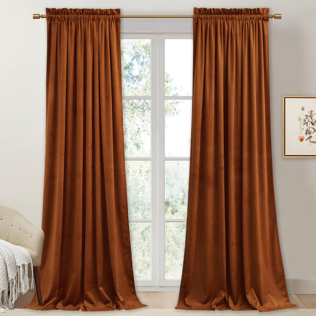 StangH Theater Red Velvet Curtains for Living Room Christmas Decor 2 Panels