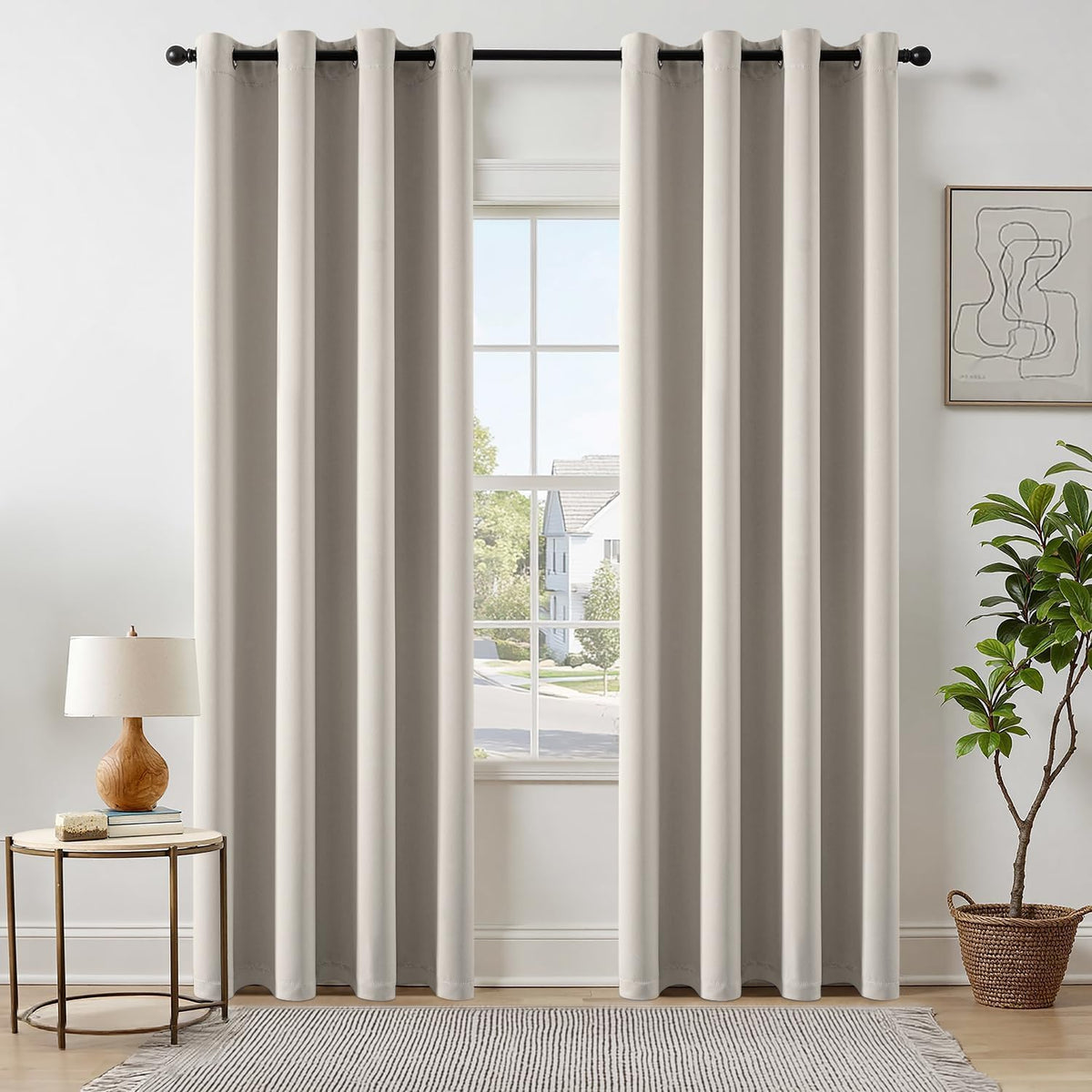 MIULEE Olive Blackout Bedroom Curtains Drapes 84 Inch Long 52"x84"